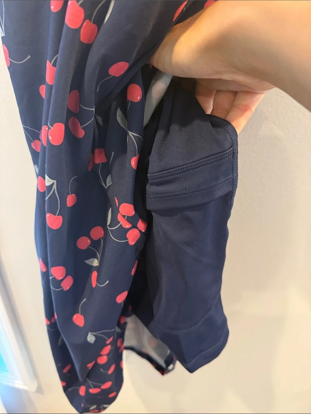Outdoor voice active dress skort with shorts large Navy Cherry Print Slip Dress